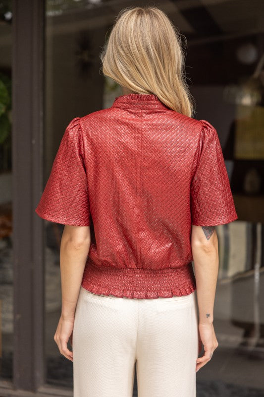 Crimson Basketweave Top
