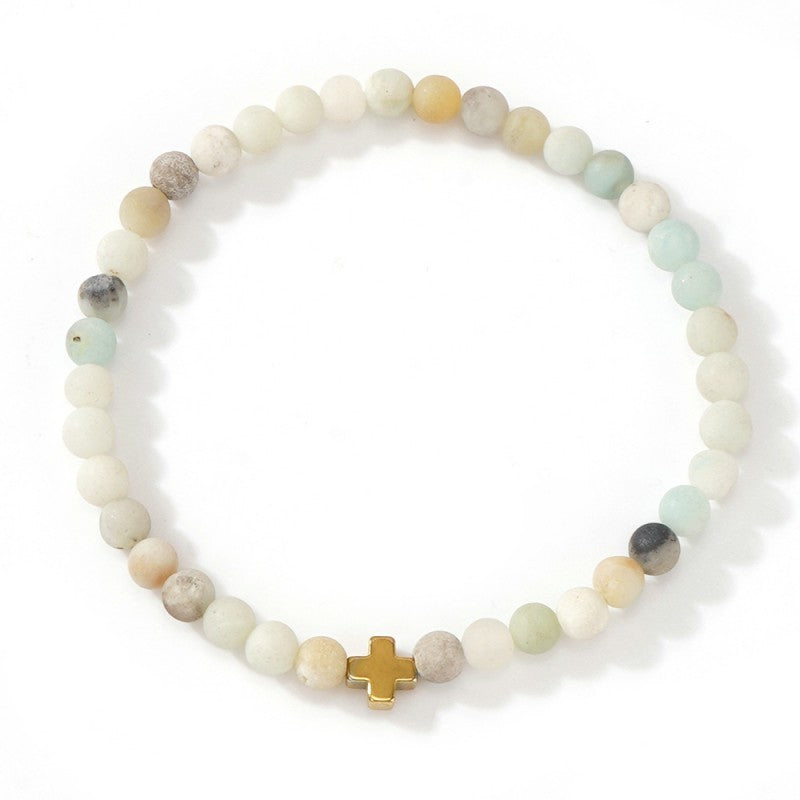 Mini Cross Natural Stone Bracelet