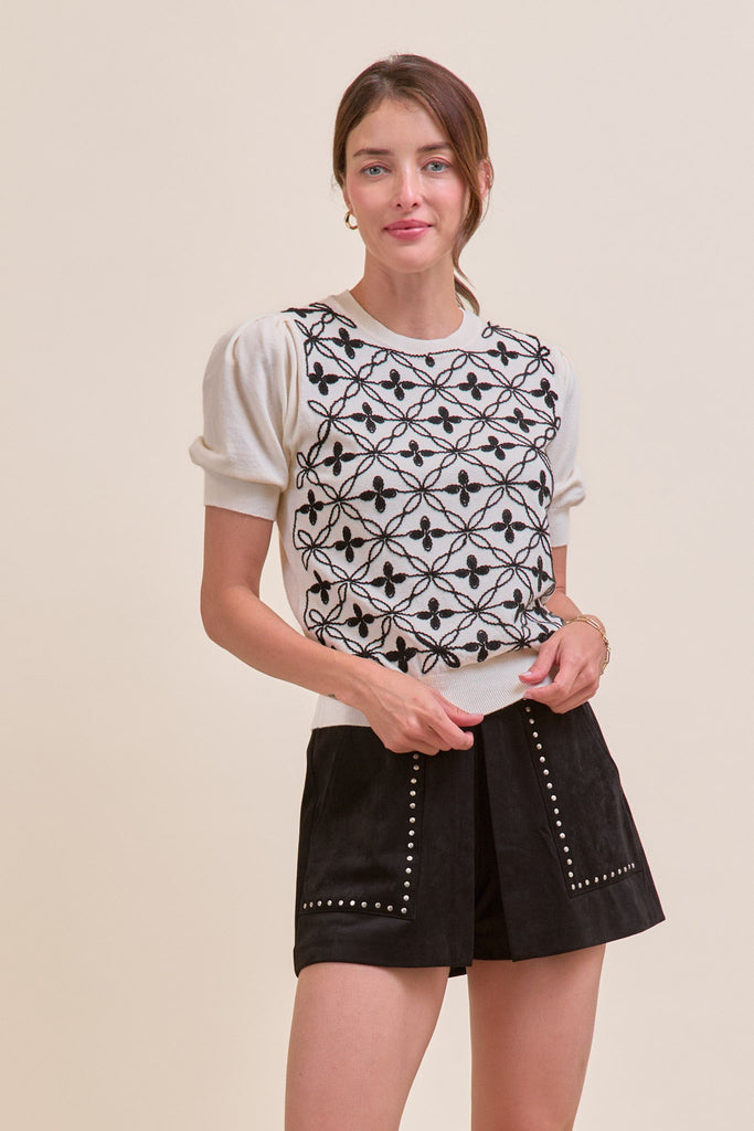 Studded Faux Suede Skort