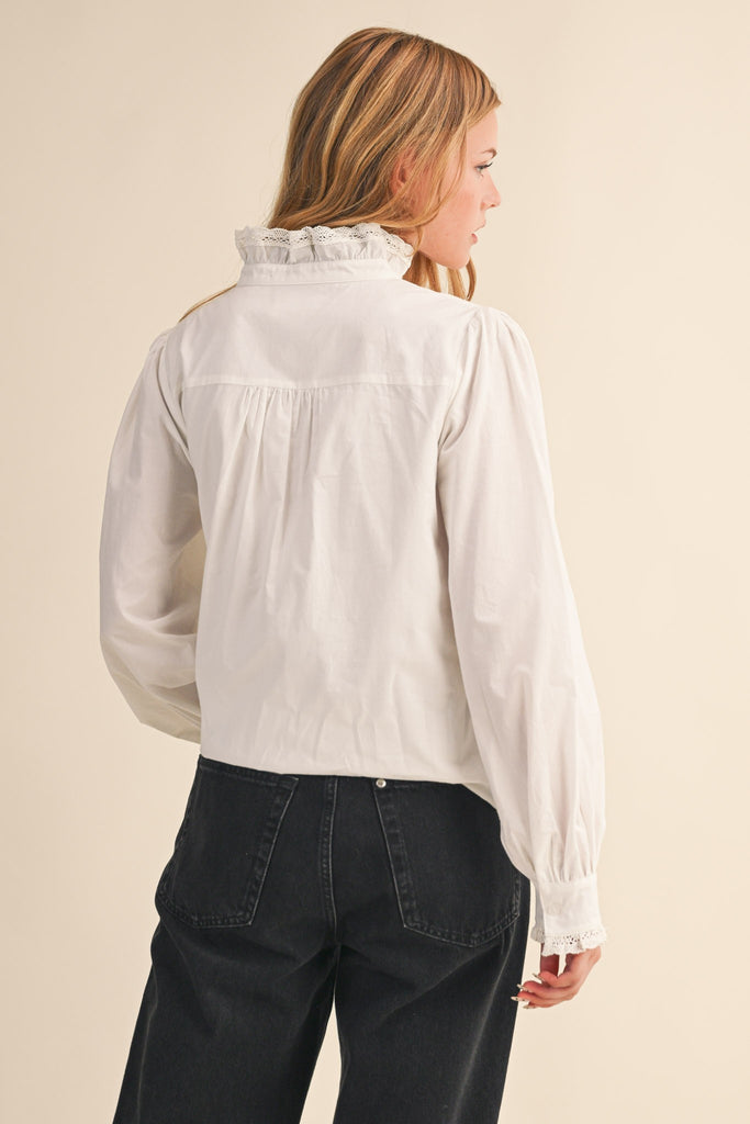 Ivory Lace Button Down Top