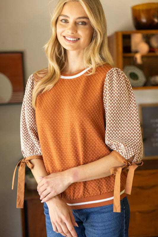 Rust Textured Bow Top