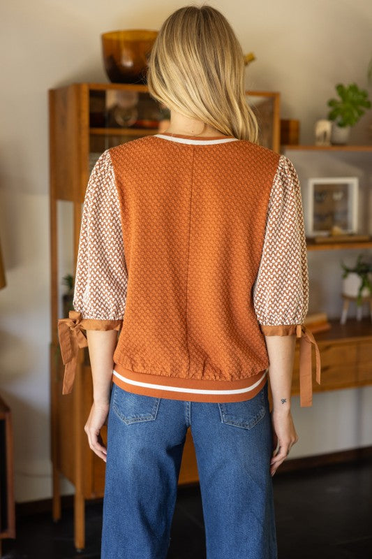 Rust Textured Bow Top