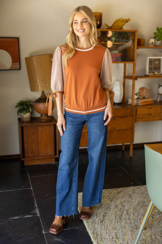 Rust Textured Bow Top