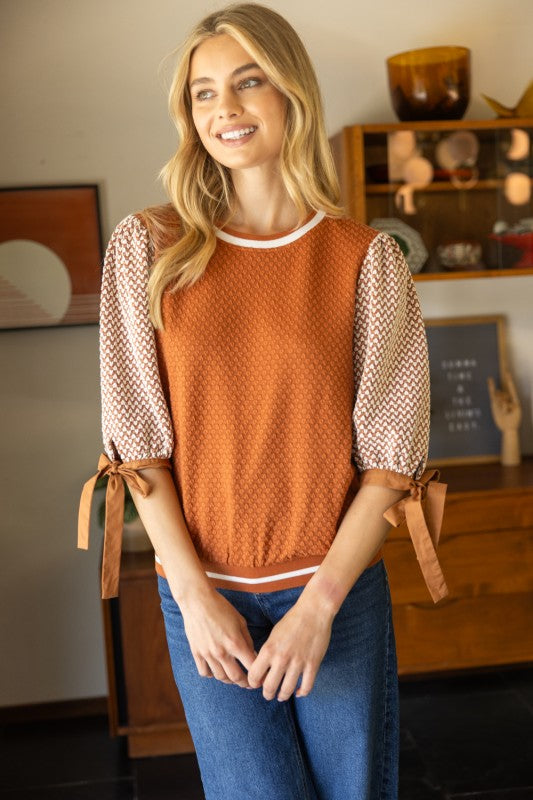 Rust Textured Bow Top
