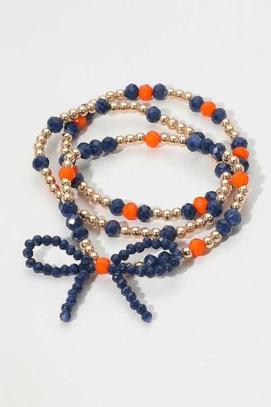 Game Day Beaded Bow Bracelet Stack