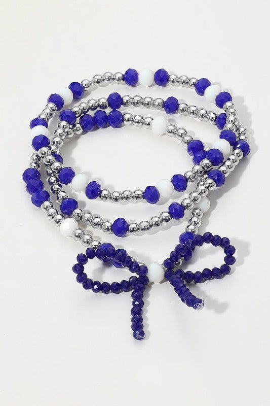 Game Day Beaded Bow Bracelet Stack