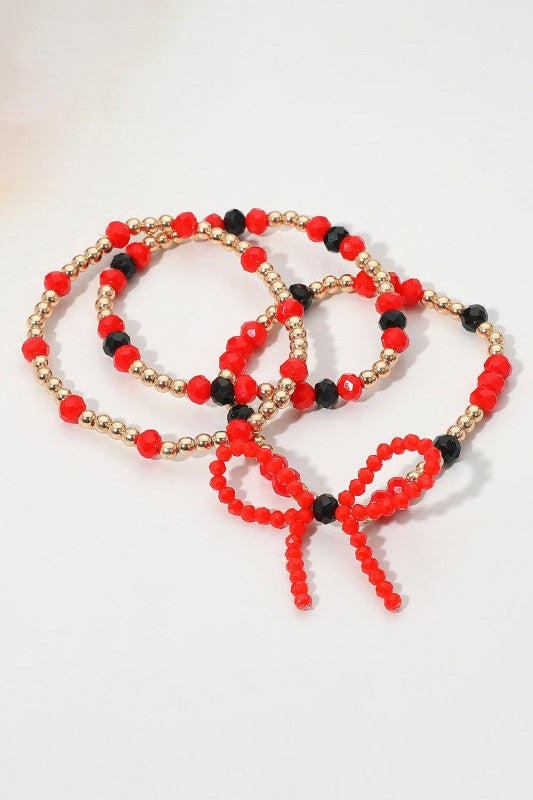 Game Day Beaded Bow Bracelet Stack