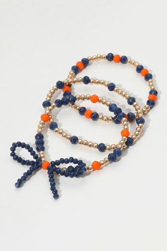 Game Day Beaded Bow Bracelet Stack