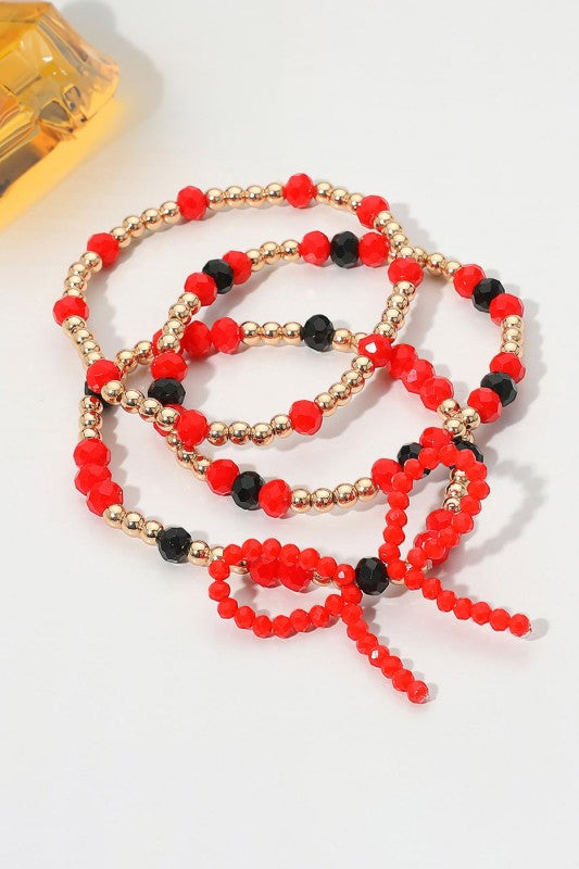 Game Day Beaded Bow Bracelet Stack