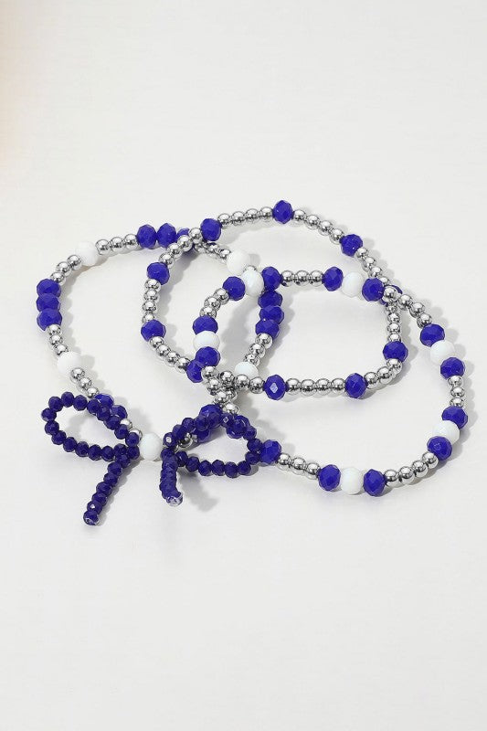 Game Day Beaded Bow Bracelet Stack