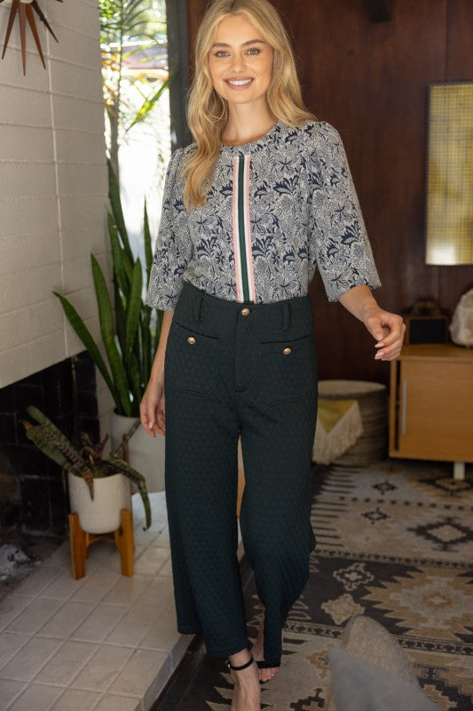 Navy Damask Top