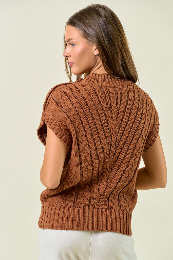 Gold Button Cable Sweater Vest