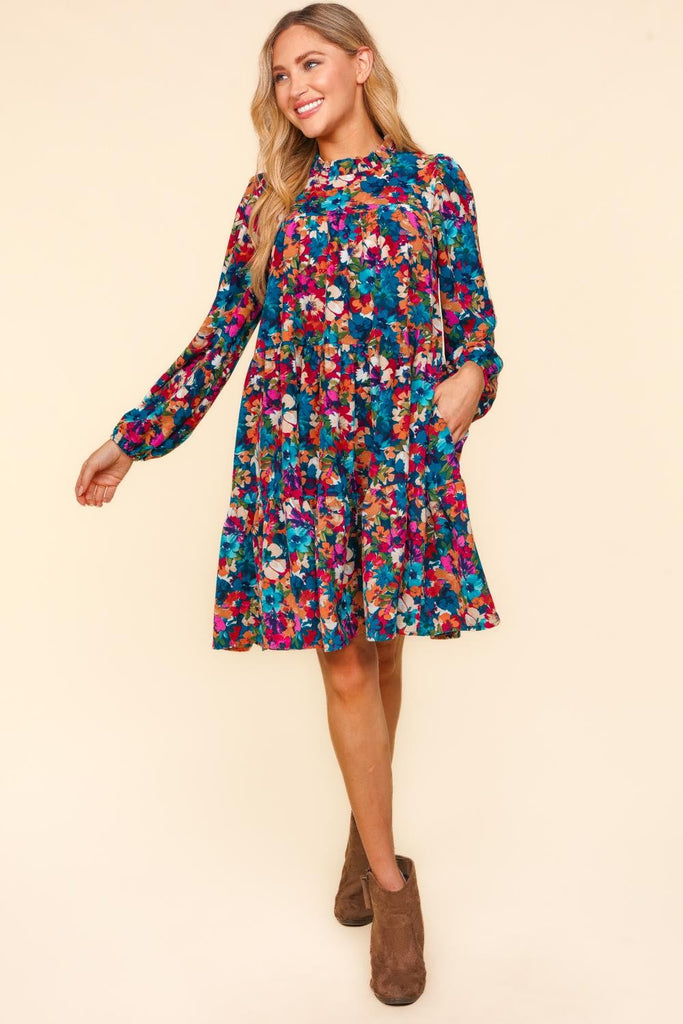 Teal Floral Dress