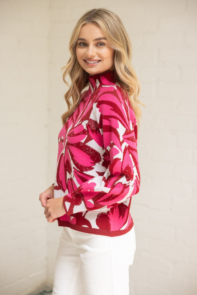 Pink Floral Burst Sweater