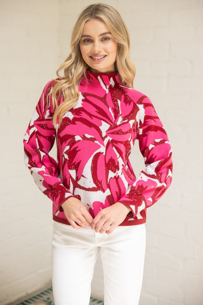 Pink Floral Burst Sweater