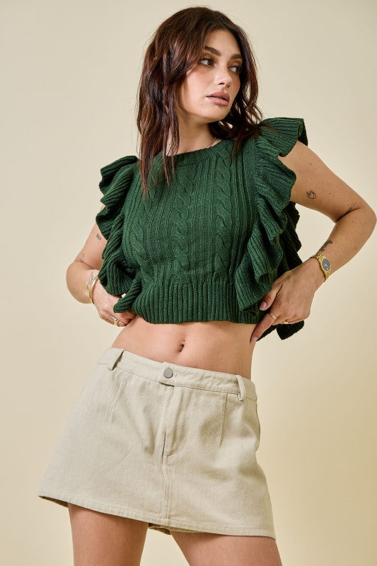 Cropped Cable Sweater
