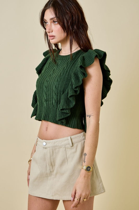 Cropped Cable Sweater