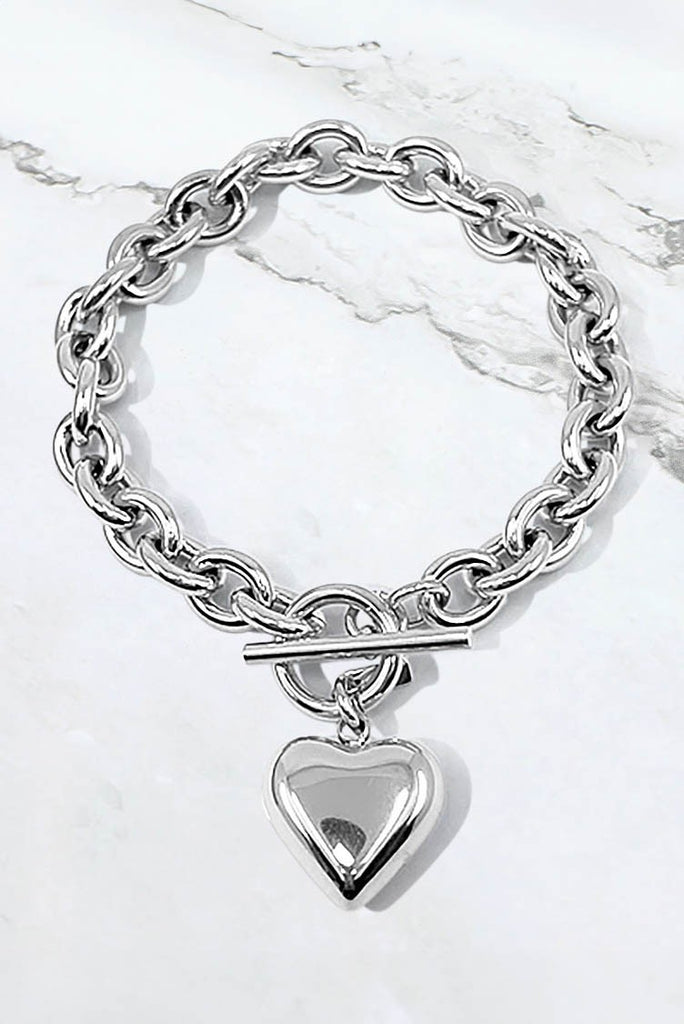 Puffy Heart Toggle Bracelet