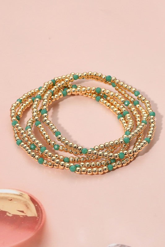 Metallic Beaded Bracelet Set