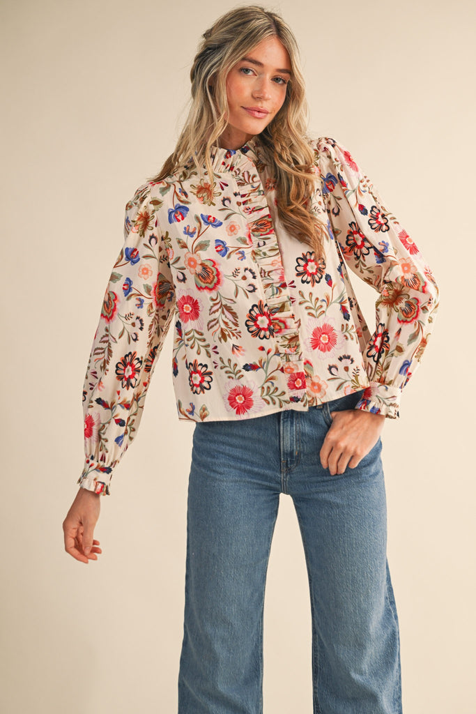 Floral Ruffle Top