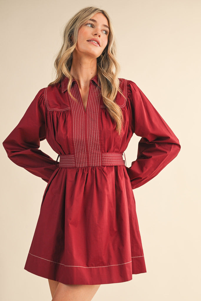 Burgundy Seam Detail Dress