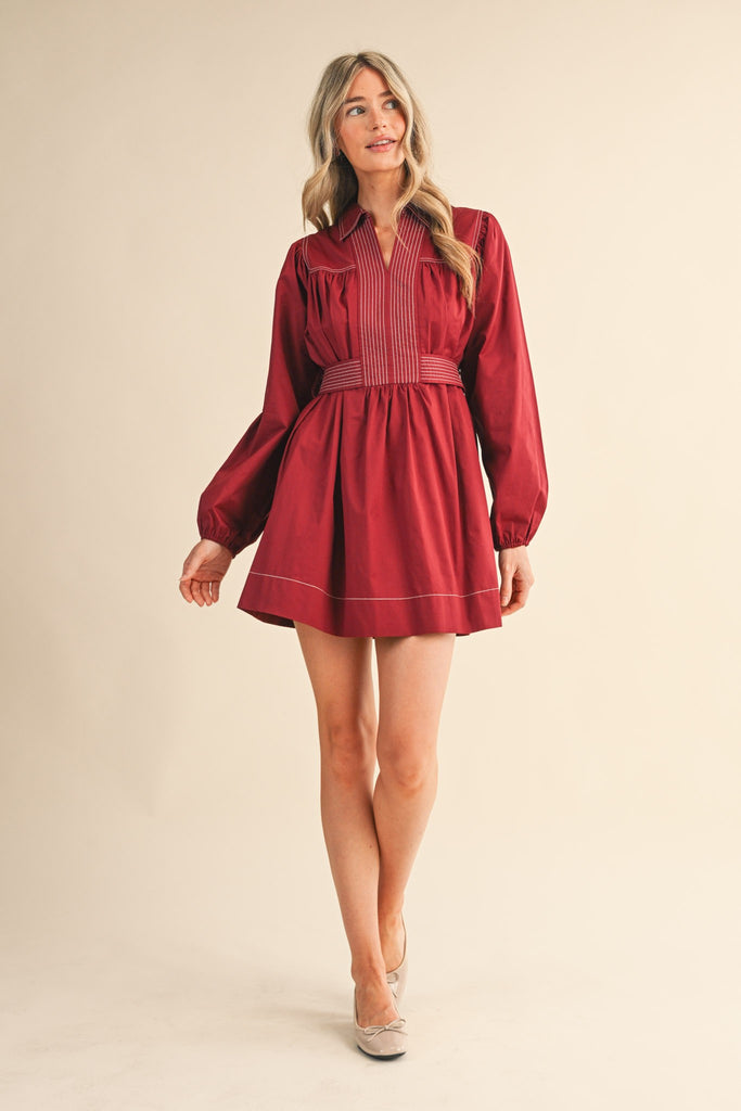 Burgundy Seam Detail Dress