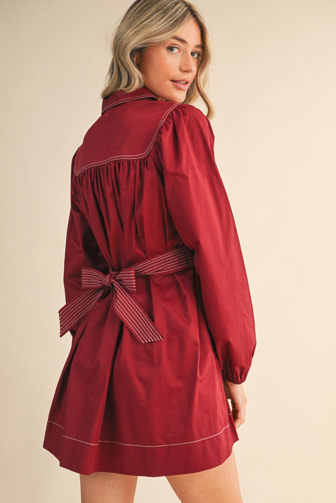 Burgundy Seam Detail Dress