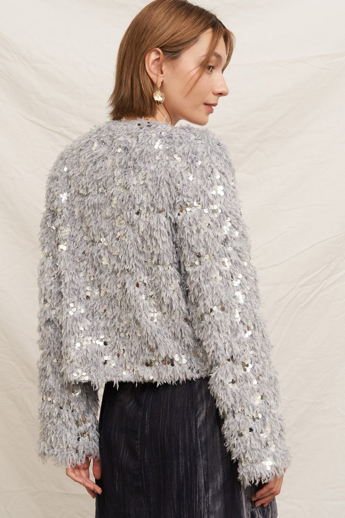 Silver Feather Sweater Cardigan