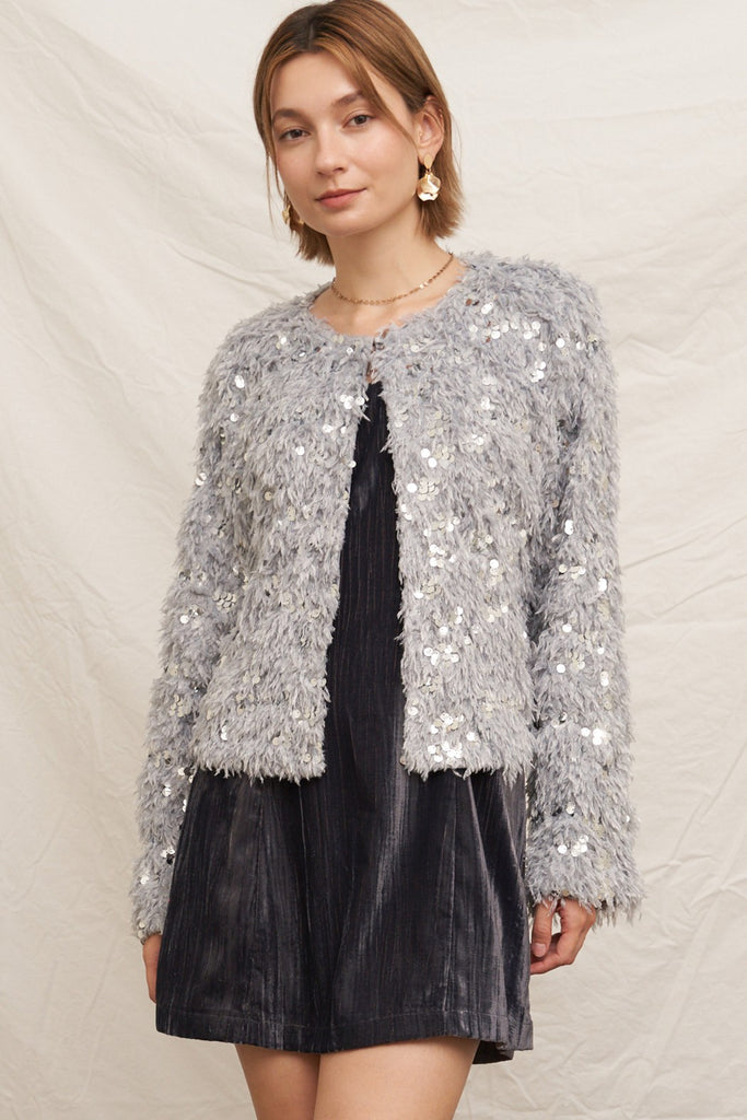 Silver Feather Sweater Cardigan