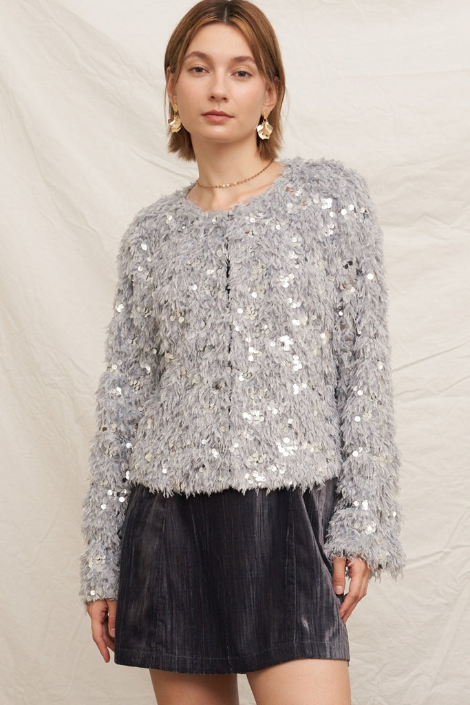 Silver Feather Sweater Cardigan