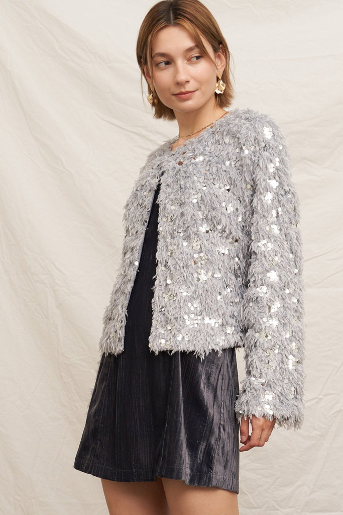 Silver Feather Sweater Cardigan