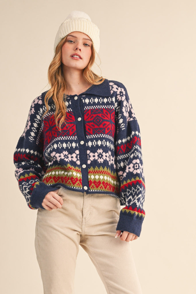 Navy Fair Isle Cardigan