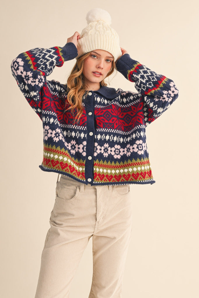 Navy Fair Isle Cardigan