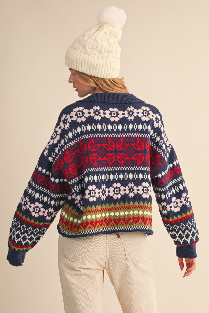 Navy Fair Isle Cardigan