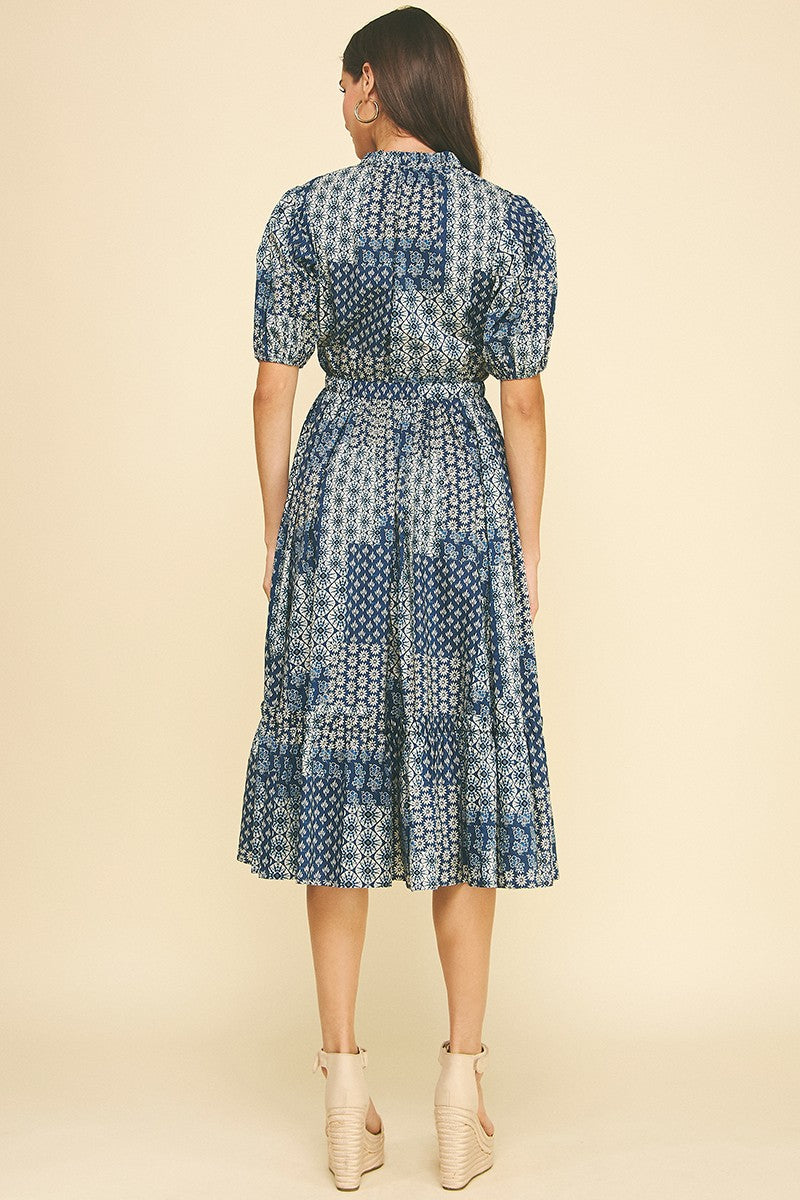 Blue Floral Patchwork Dress Blue Floral Patchwork Dress