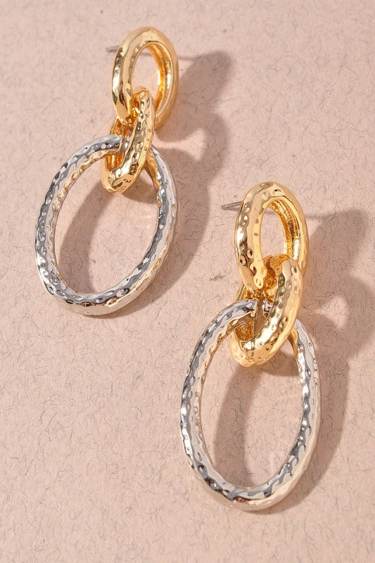 Hammered Link Chain Earrings