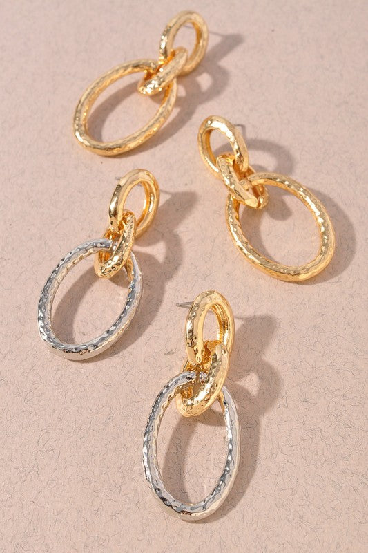 Hammered Link Chain Earrings