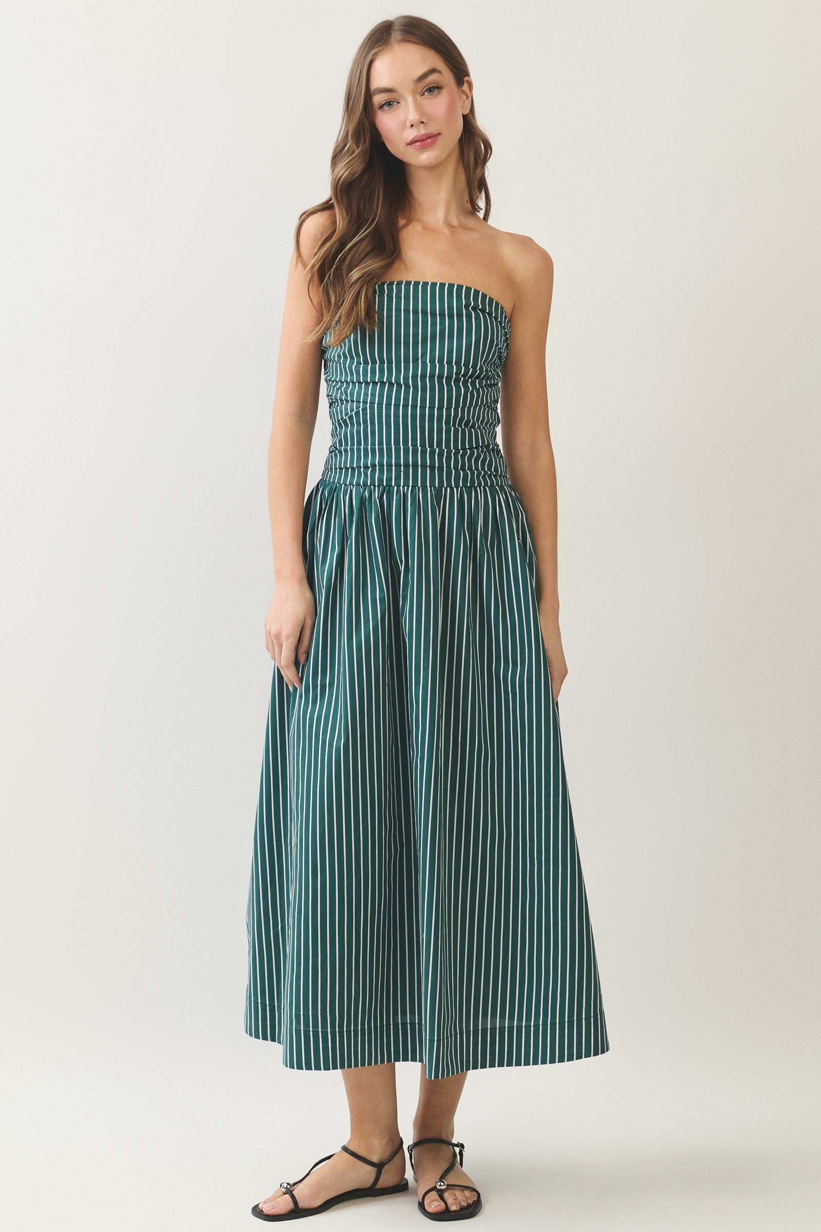 green stripe strapless dress Green/White Striped Strapless Fitted Maxi Dress  PinkBlush
