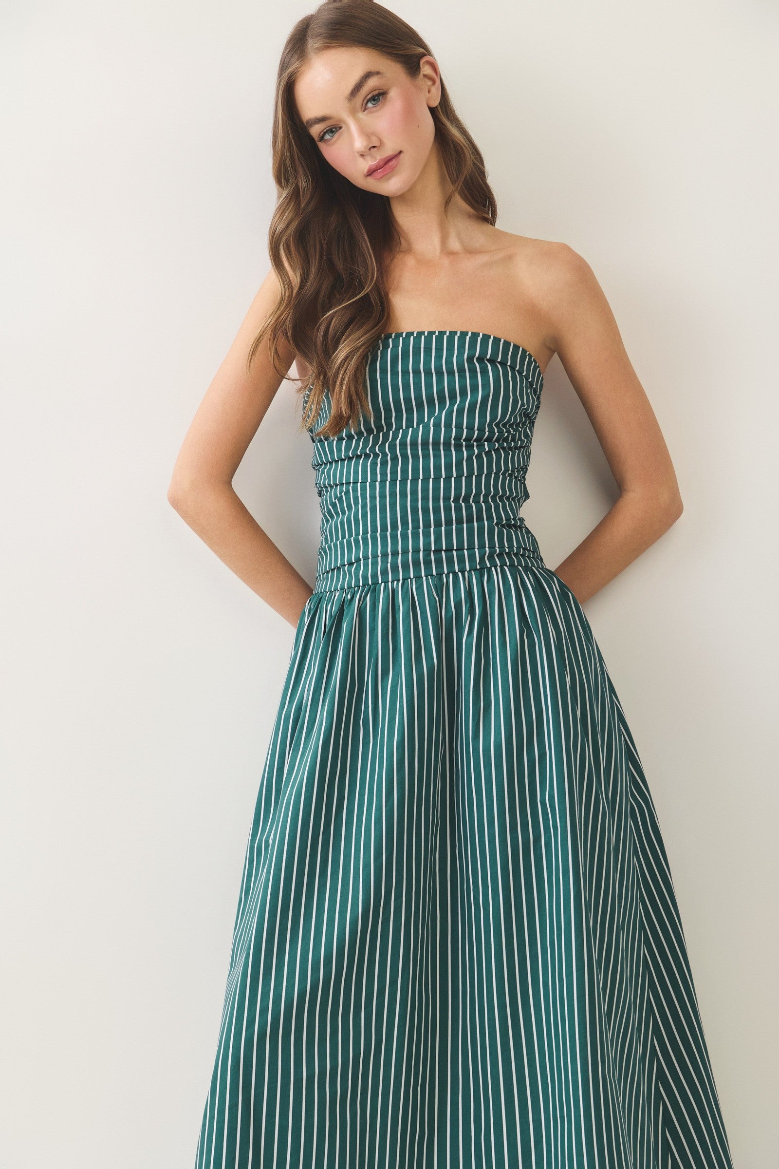 green striped strapless dress Hunter – Striped Box Boutique 00900-1428_01J_00G