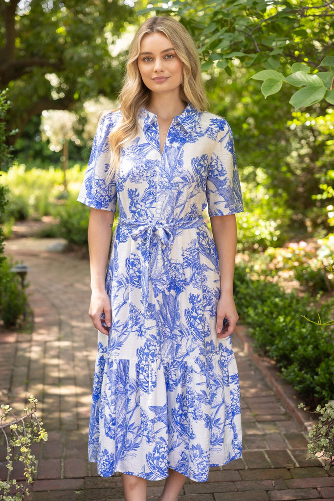Wedgewood Floral Dress Striped Box Boutique Wedgewood Floral Dress Striped Box Boutique