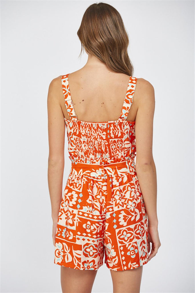 Orange Tropicana Romper