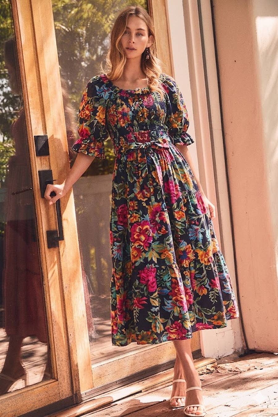 Floral Navy Midi Dress