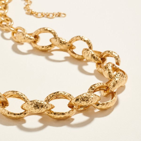 Hammered Rolo Link Necklace