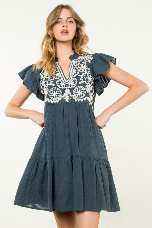 Frankie Embroidered Flutter Dress