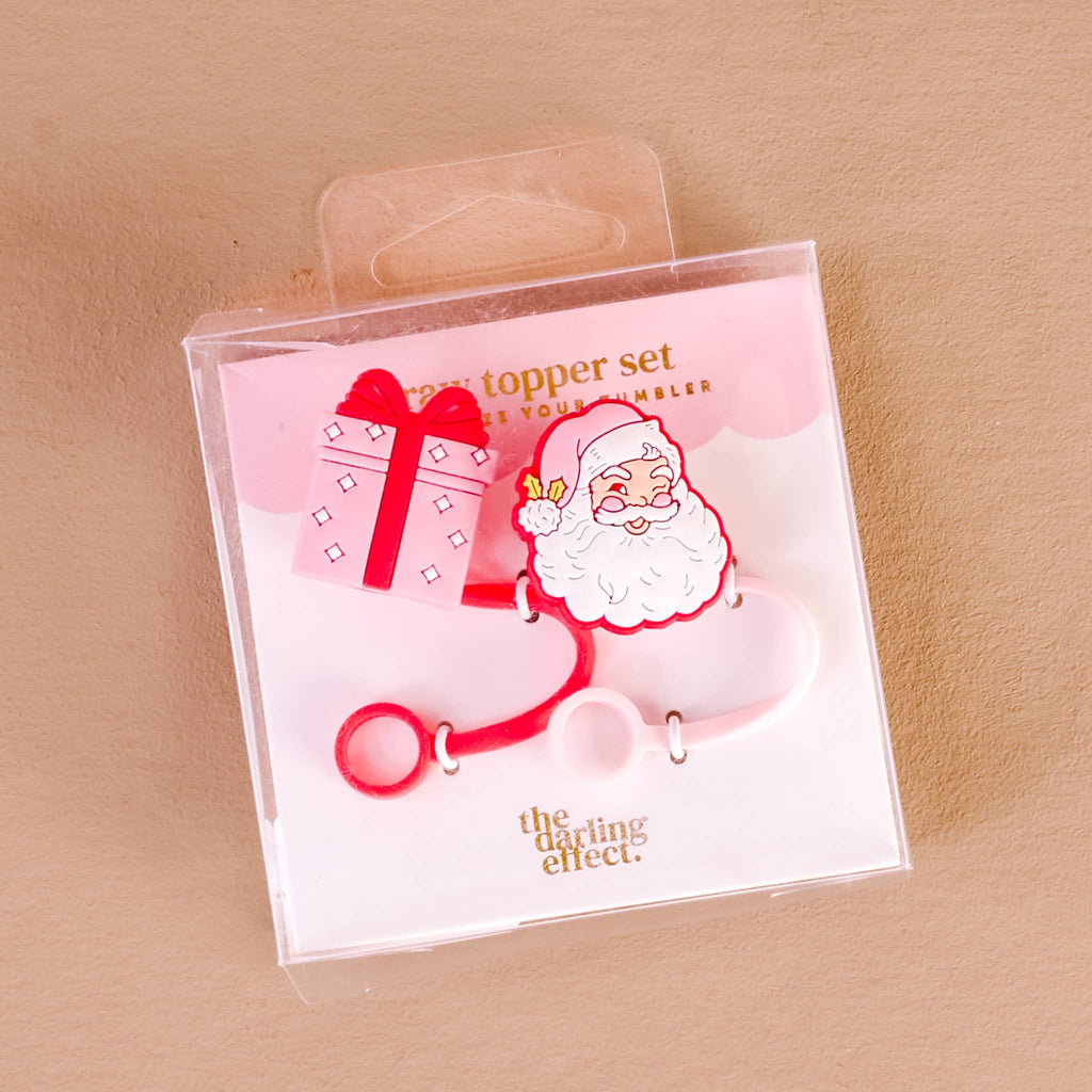 Straw Topper Set, Jolly Santa