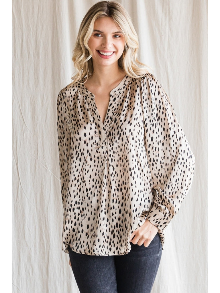 Taupe Leopard Blouse