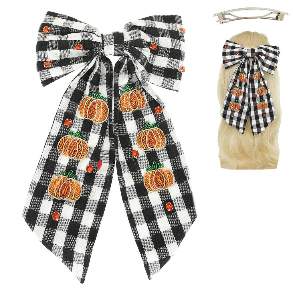 Halloween Plaid Pumpkin Bow