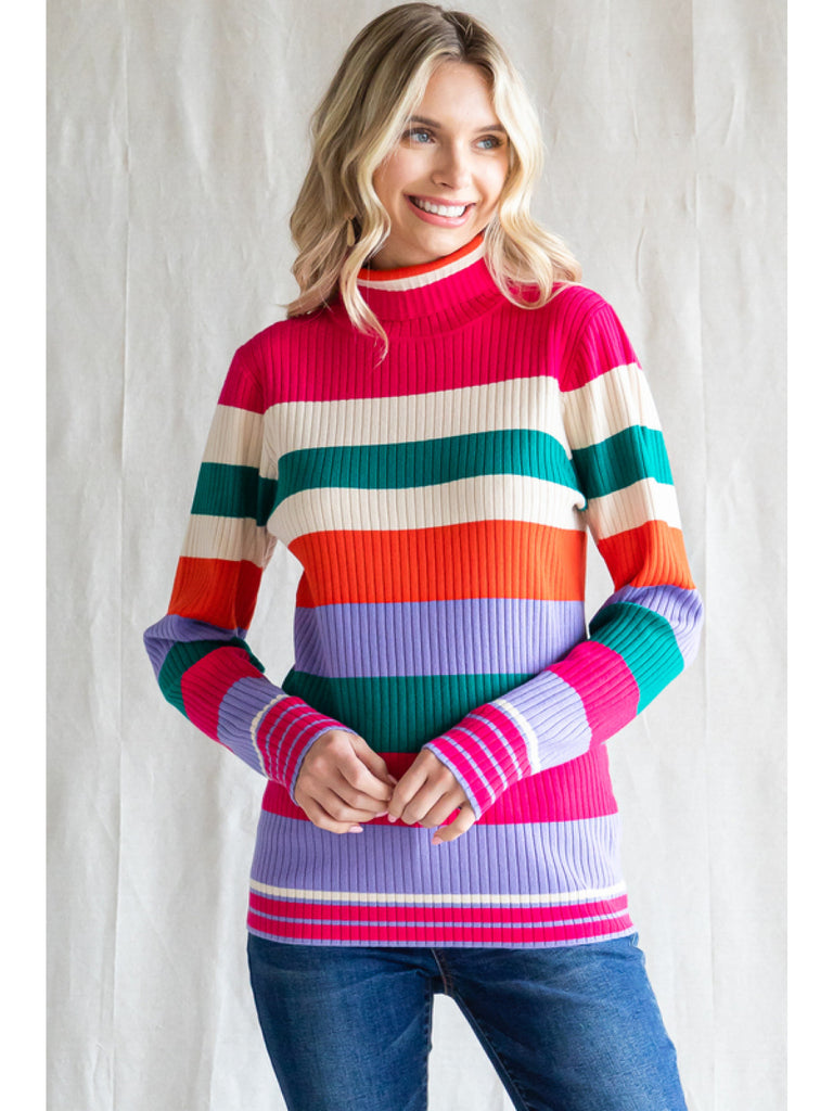 Colorblock Turtle Neck Sweater