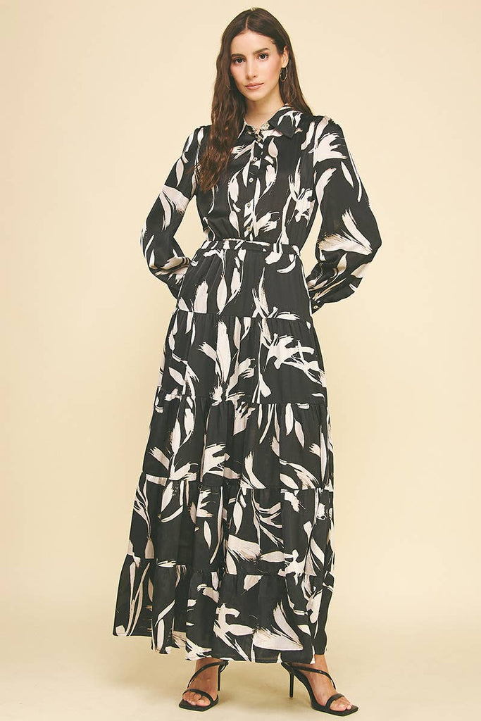 Black Abstract Print Dress