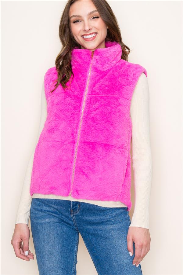 Hot Pink Furry Vest